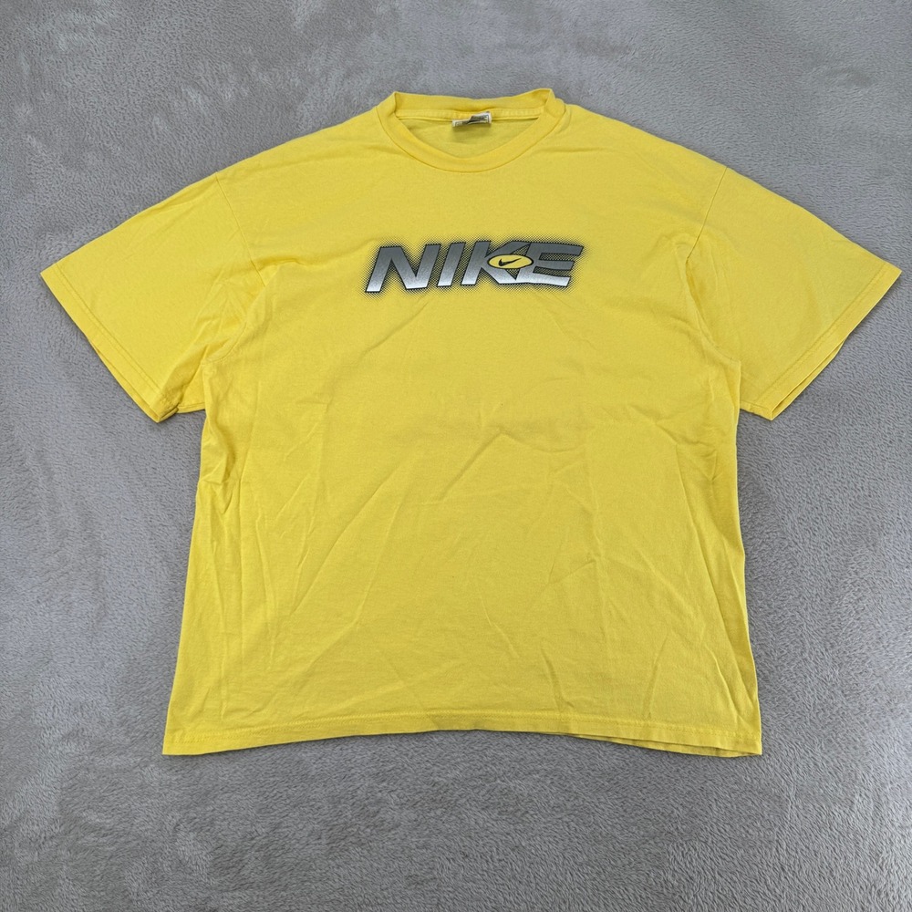 Nike Mens T Shirt Large Yellow Tn Air Graphic Preowned Short Sleeve Tee